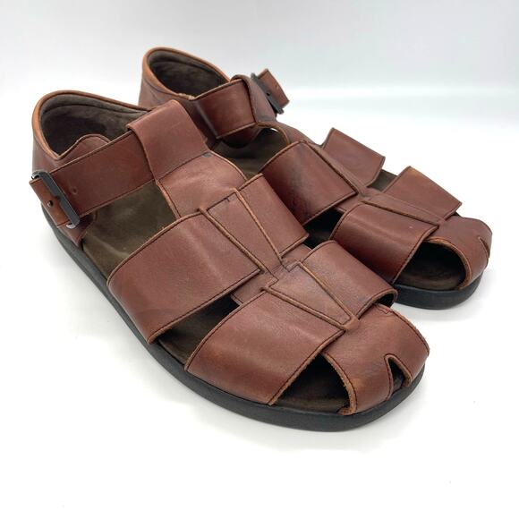 Mephisto Men’s Brown Leather 4X Shock Absorbing Sandals Size 13 EU 47 - Picture 1 of 11